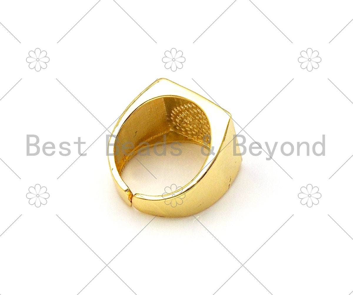 Colorful Enamel CZ Heart Adjustable Ring, Sku#O63