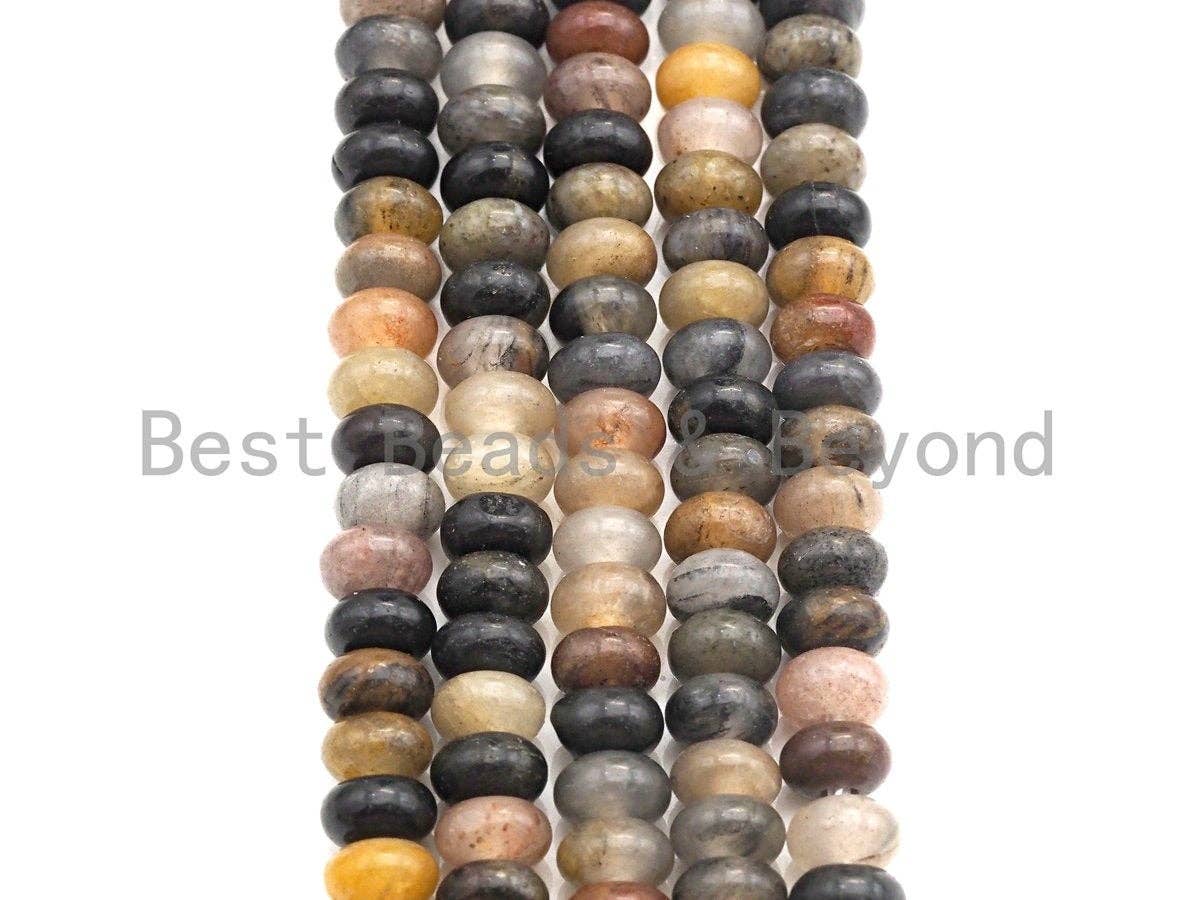 2mm Large Hole Natural Chinese Tourmaline Beads, Rondelle Smooth 6x10mm/5x8mm, 8" Long Strands, sku#U722