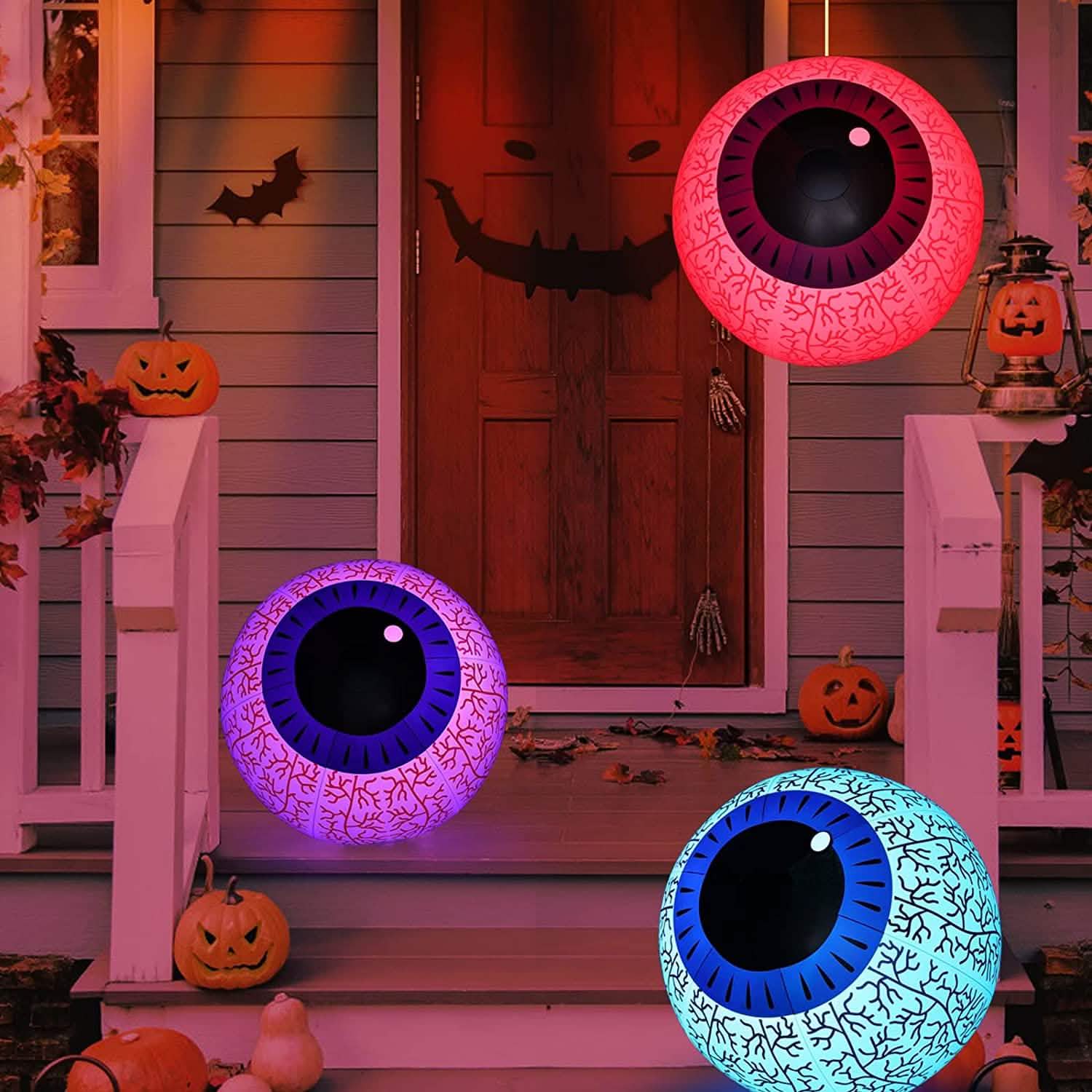 Décoration d'Halloween gonflable œil de fantôme de 60 cm