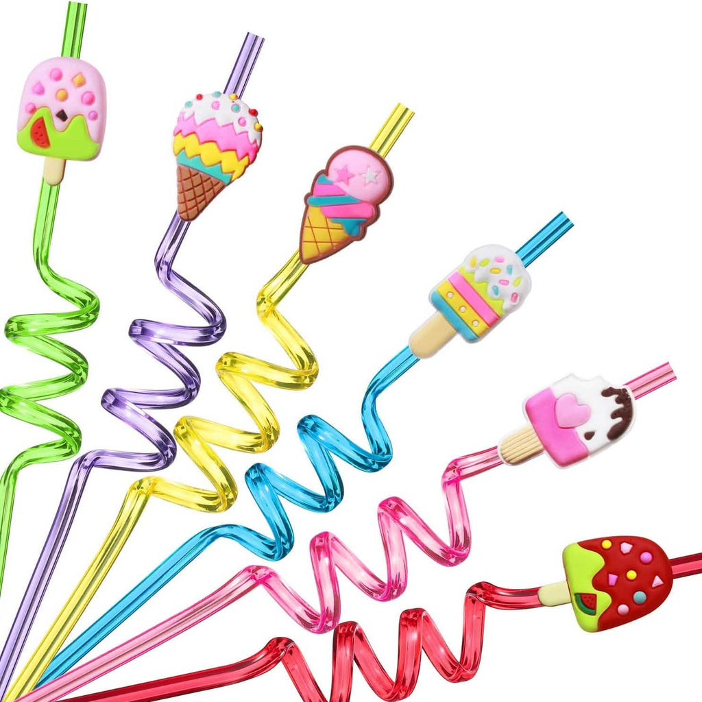 Lot de 24 pailles réutilisables pour crème glacée pour fêtes d'anniversaire