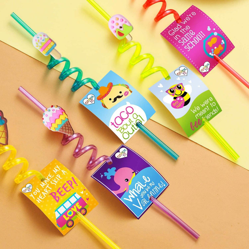 Lot de 24 pailles réutilisables pour crème glacée pour fêtes d'anniversaire