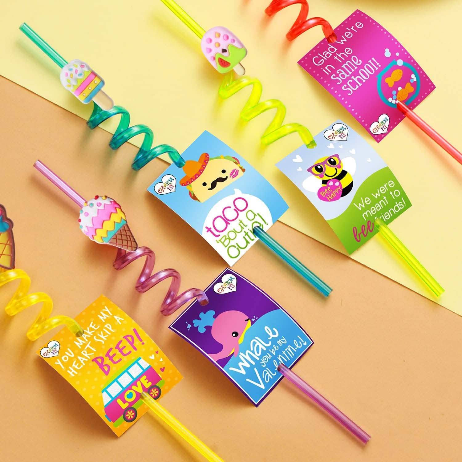 Lot de 24 pailles réutilisables pour crème glacée pour fêtes d'anniversaire
