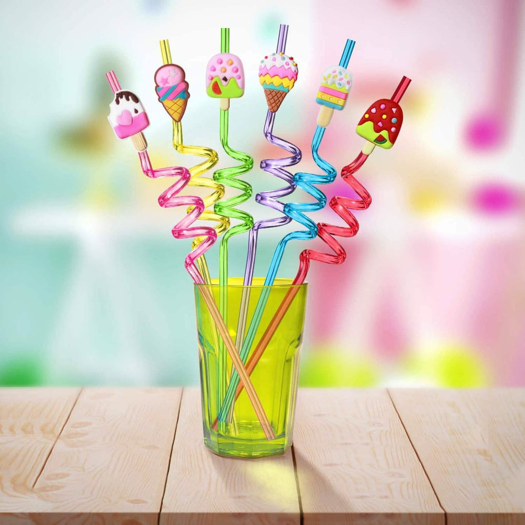 Lot de 24 pailles réutilisables pour crème glacée pour fêtes d'anniversaire