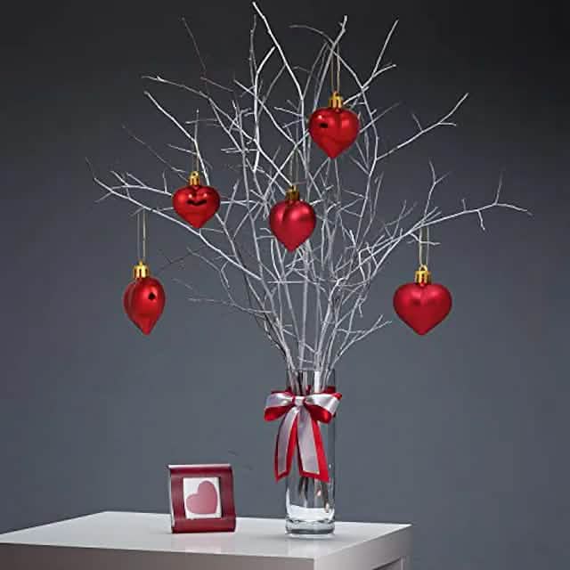 Lot de 24 boules colorées en forme de cœur pour guirlande de sapin de Noël