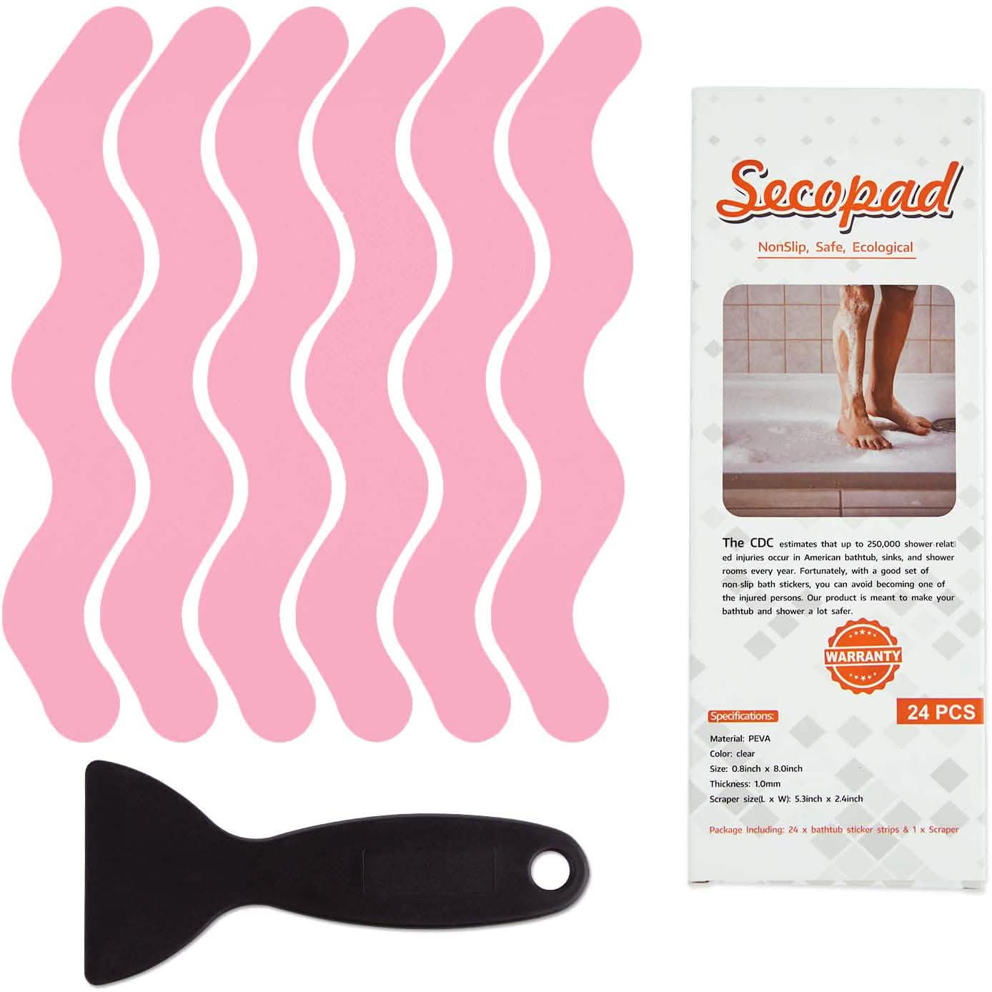 Lot de 24 : Bandes adhésives antidérapantes pour baignoire et douche