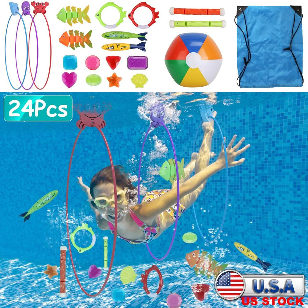 24-Pieces: Diving Toys Swimming Pool for Aged 3+ Years Old