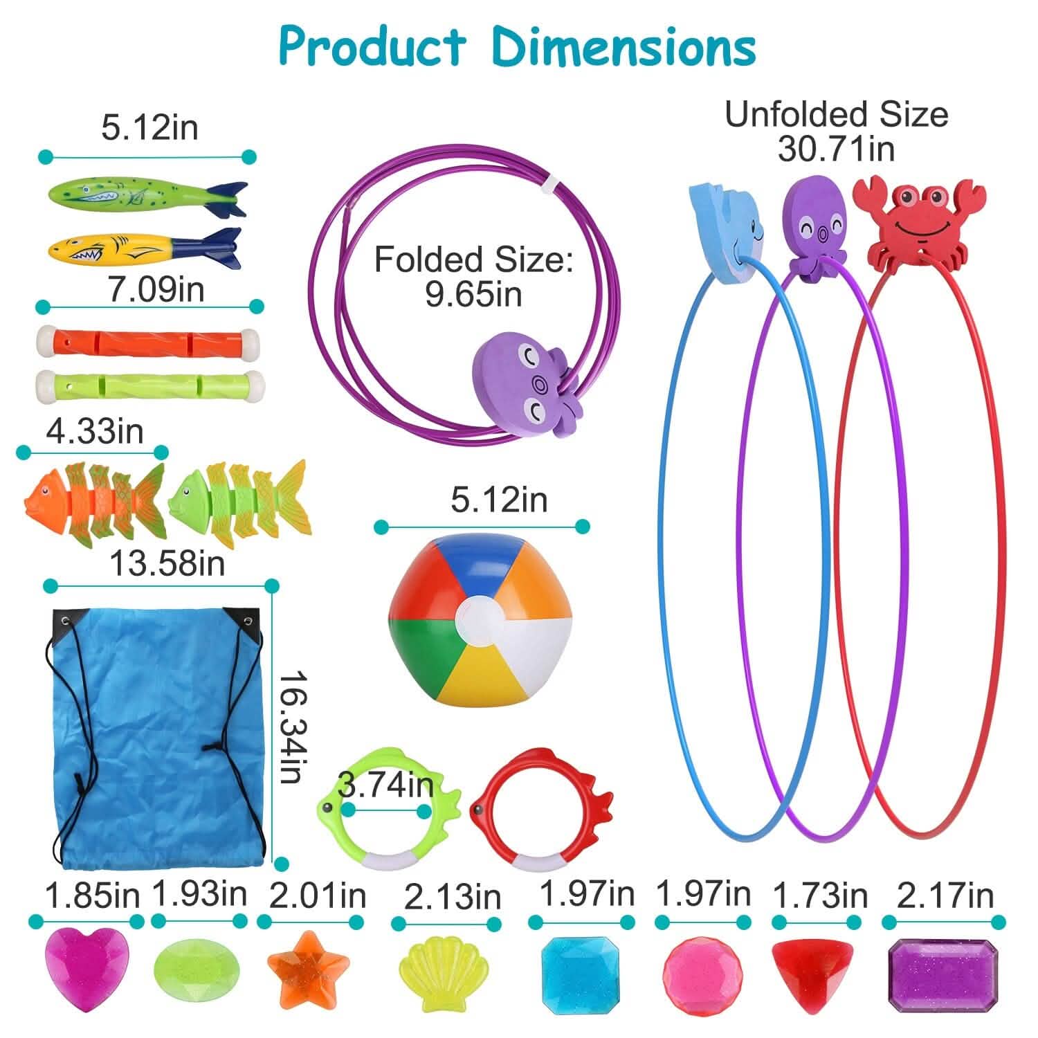 24-Pieces: Diving Toys Swimming Pool for Aged 3+ Years Old