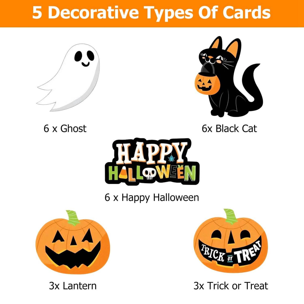 Lot de 24 pailles en papier rayées décoratives pour fête d'Halloween