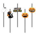 Lot de 24 pailles en papier rayées décoratives pour fête d'Halloween