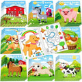 24 pièces : mini-livres de coloriage avec 24 crayons empilables, thème de la ferme