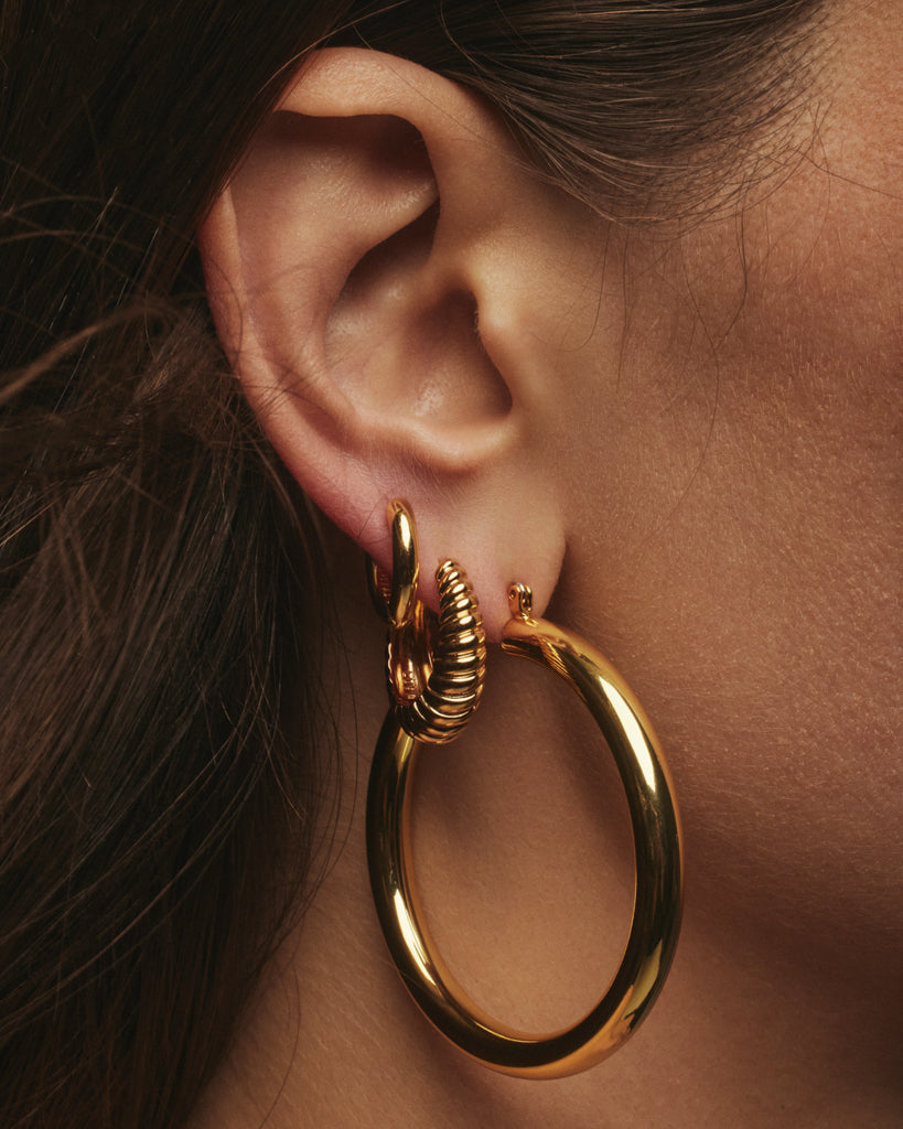 Ridged Marbella Hoops- Gold (Ships Mid September)