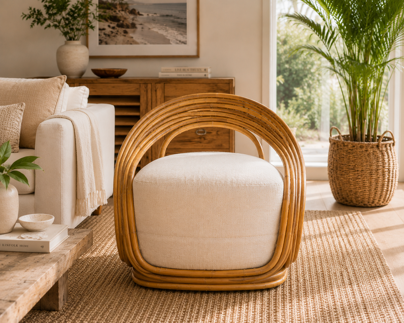 Natural Rattan Retro Lounge Chair