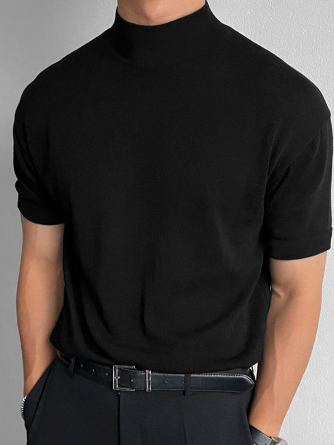 Men's Full Size Mock Neck Short Sleeve T-Shirt Plus Size