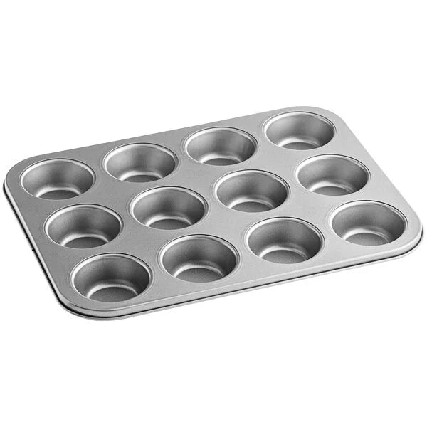 Moule à muffins/cupcakes, 12 cavités de 100 ml. Acier au carbone antiadhésif, 28 x 35 cm (taille standard)