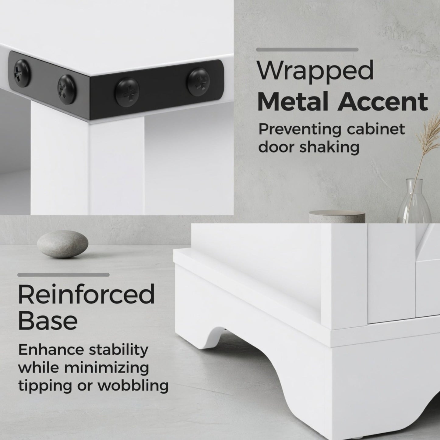 16" White Farmhouse Nightstand with Charging Station