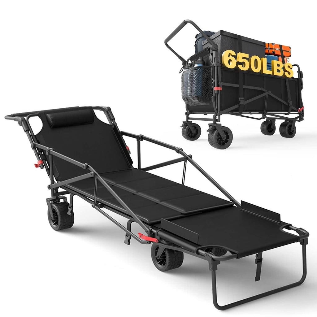 Chariot pliant 2-en-1 avec chaise – Capacité de 650 lb