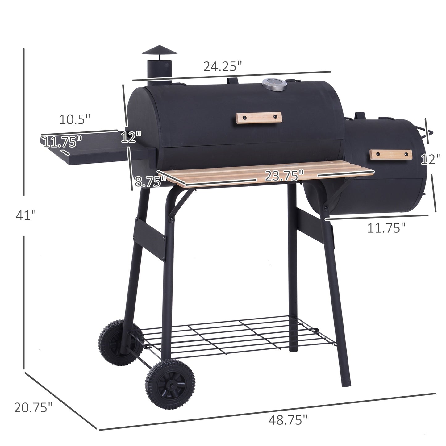 Outsunny 48" Steel Portable Backyard Grill