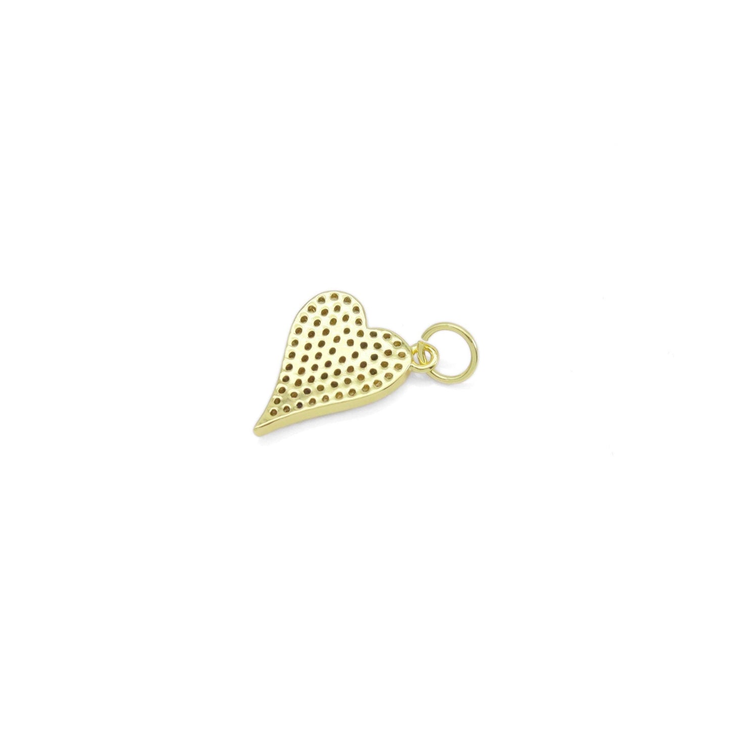 Gold Clear CZ Heart Shape Charm, Sku#LX457