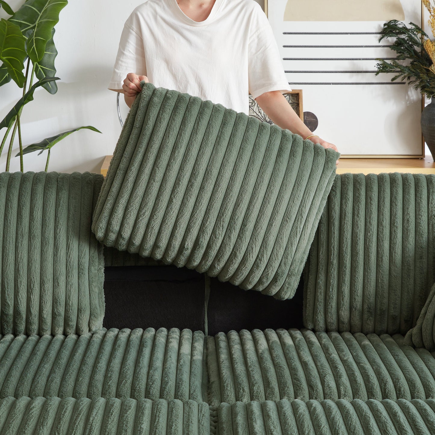 84-Inch Corduroy 3-Seater Sofa