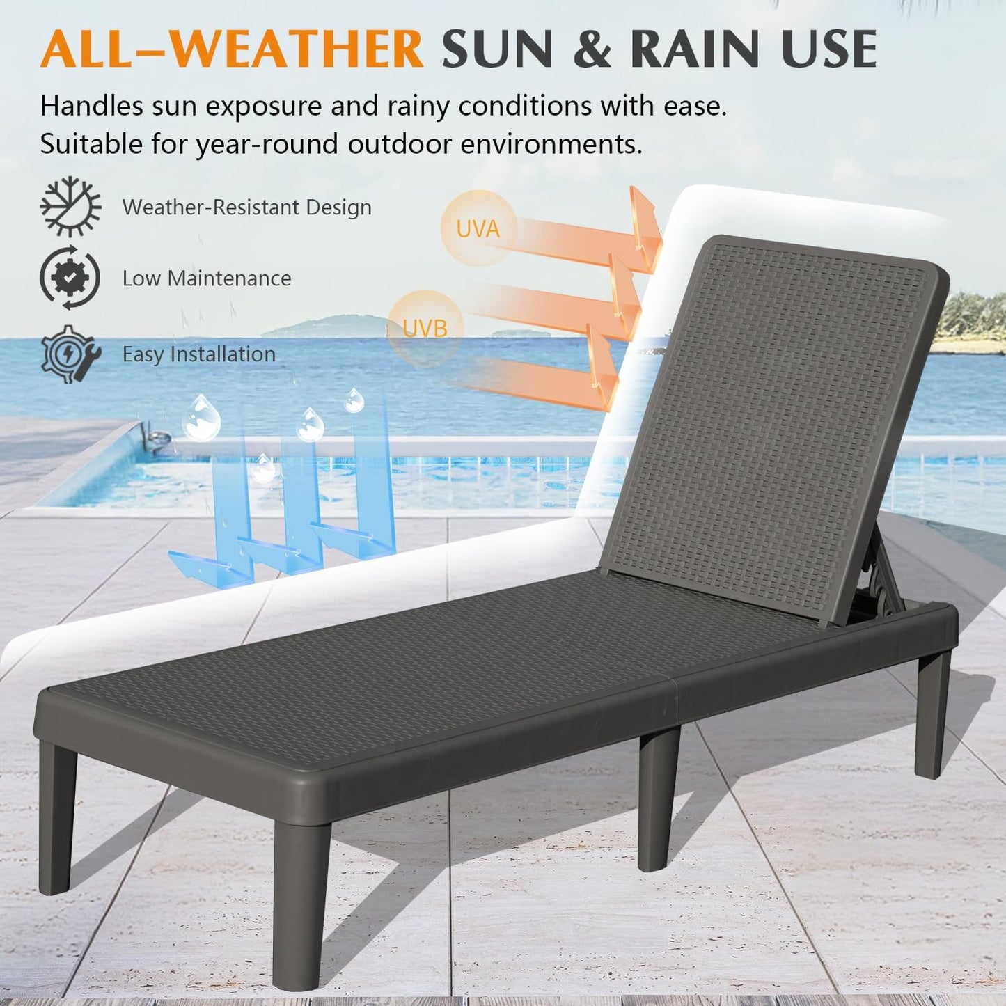Pool Lounge Chairs Set of 2