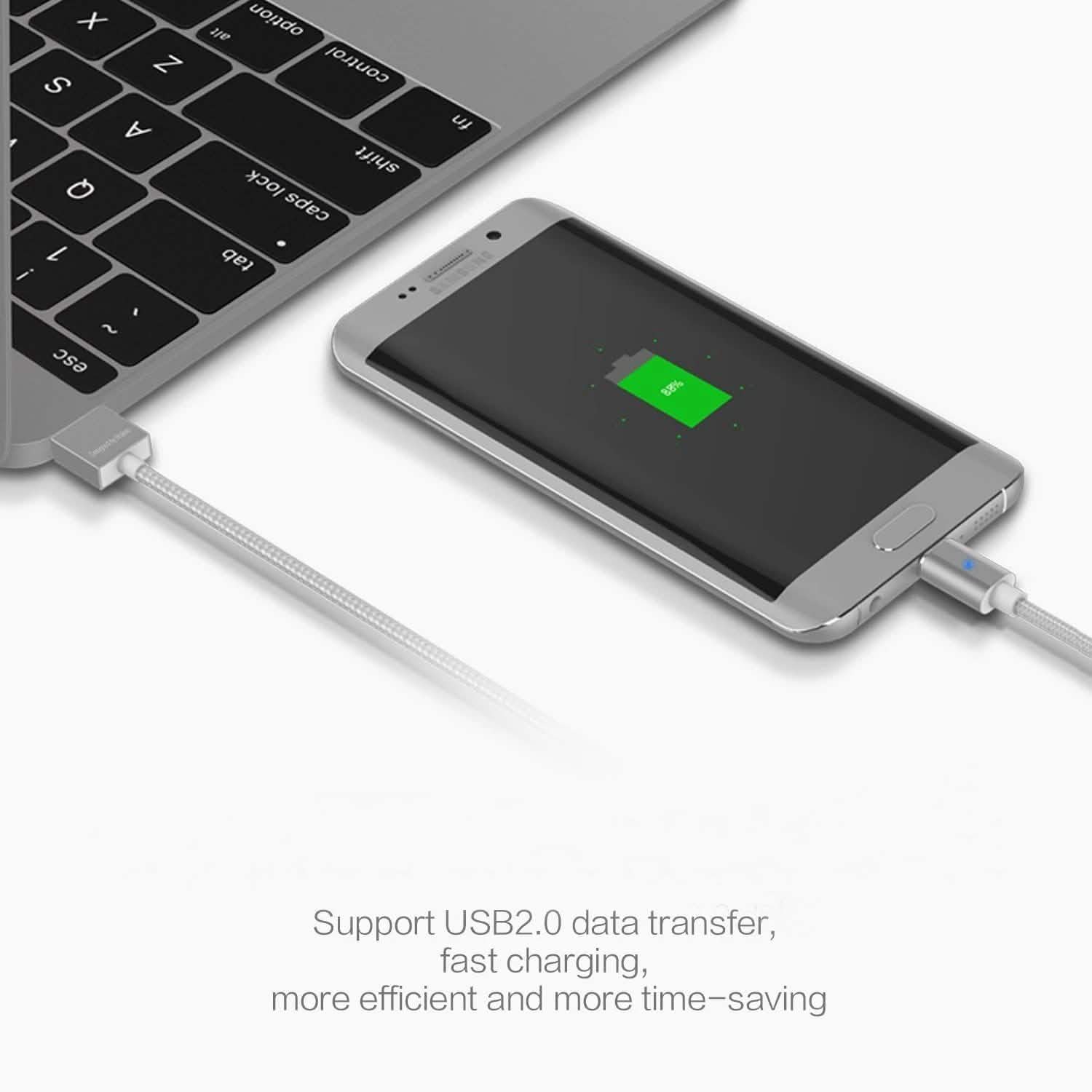 (2.4A) 磁気マイクロUSB同期データ充電ケーブル