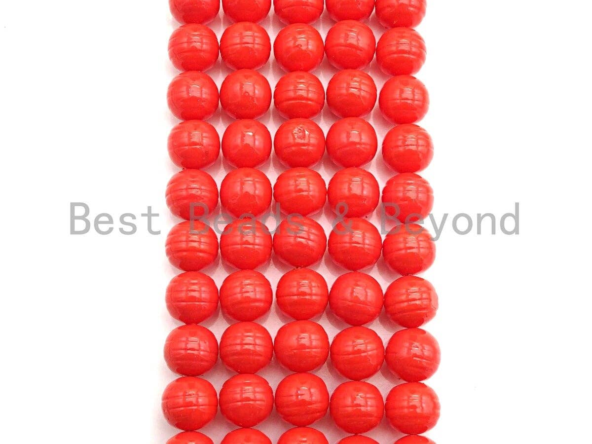 Mother of Pearl Craved Round beads, Orange Mother of Pearl, Black Mother of Pearl, 14mm, sku#T126