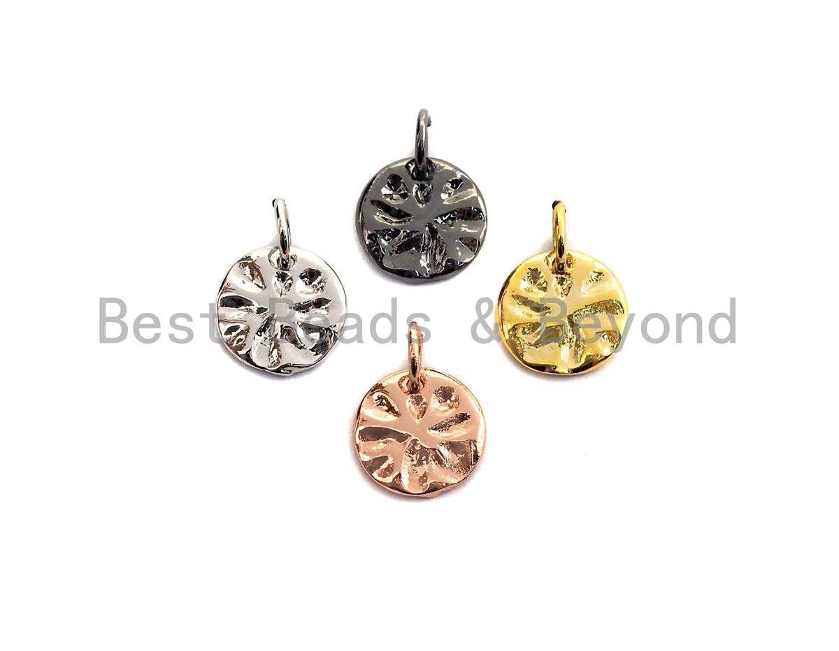 Hammered Round Pendant/Charm, Silver/Gold/Black/Rose Gold Tone, 9mm,Sku#Z580