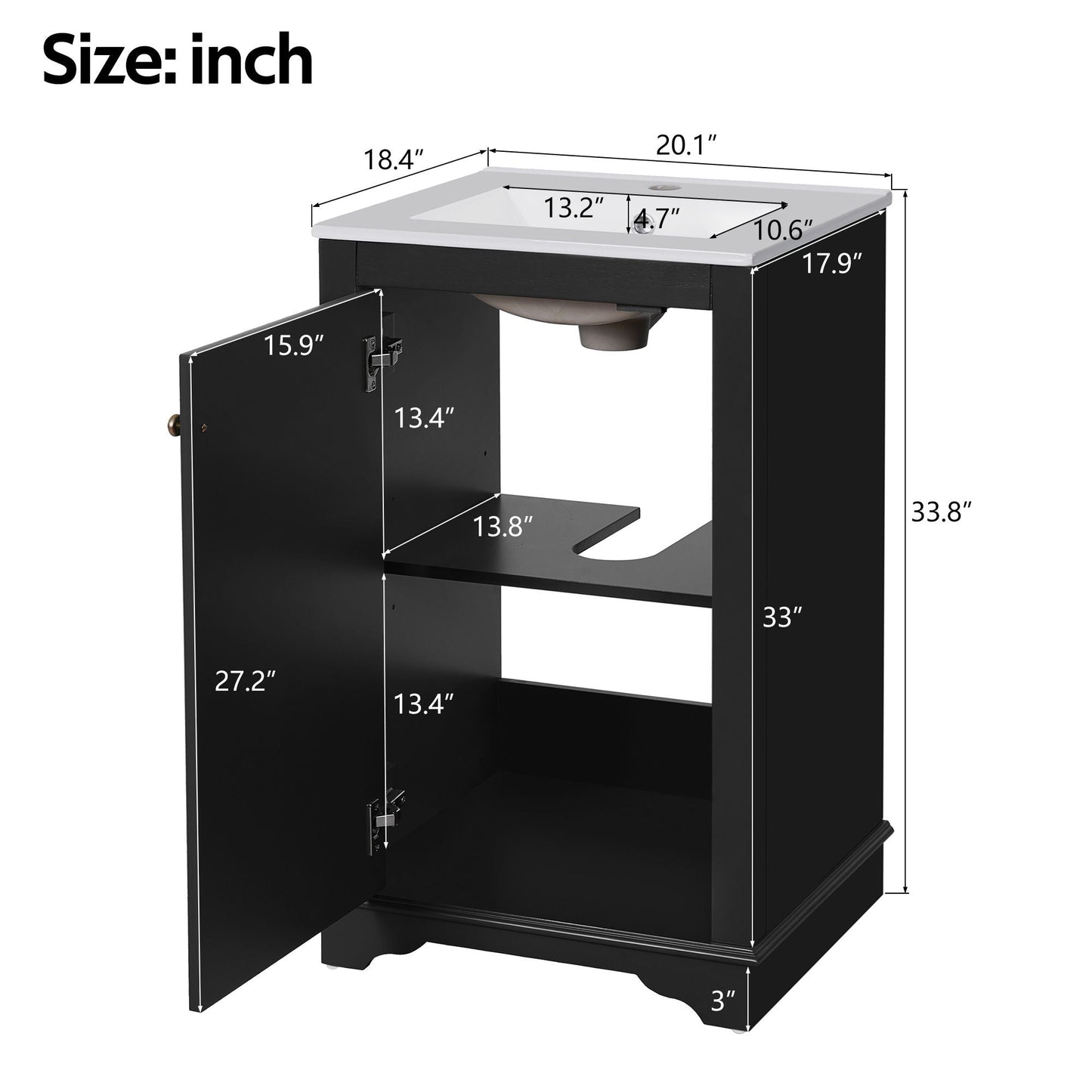 Bathroom Vanity With Sink, Freestanding Single Cabinet Set