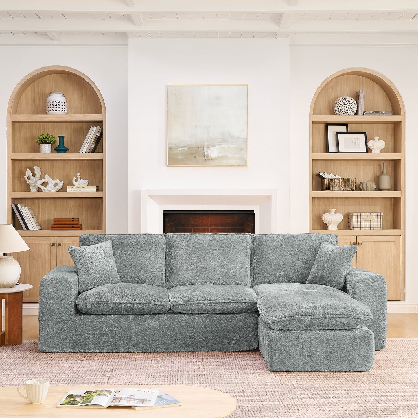 107'' Modern Boucle Sectional Sofa with Reversible Chaise