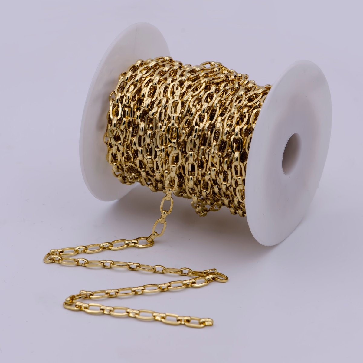 24K Cable Unfinished Chain by Yard, Thick 8.7X5.1mm Cable Chain For Jewelry Making | ROLL-571 Clearance Pricing