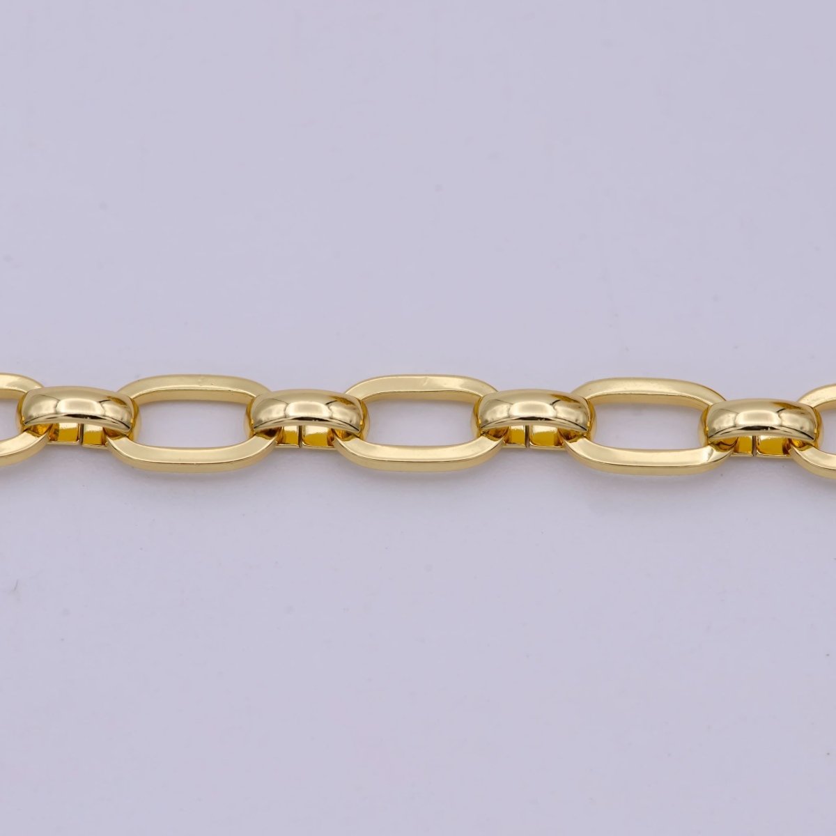 24K Cable Unfinished Chain by Yard, Thick 8.7X5.1mm Cable Chain For Jewelry Making | ROLL-571 Clearance Pricing
