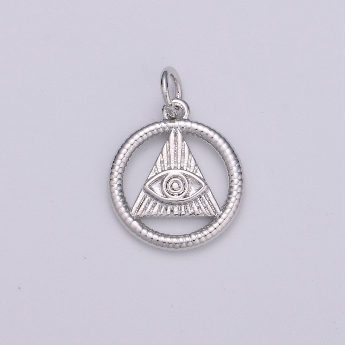 24k Gold and Silver Filled Evil eye Triangle Charm, Circle Evil Eye Charm, , Gold Evil Eye Charm D-540