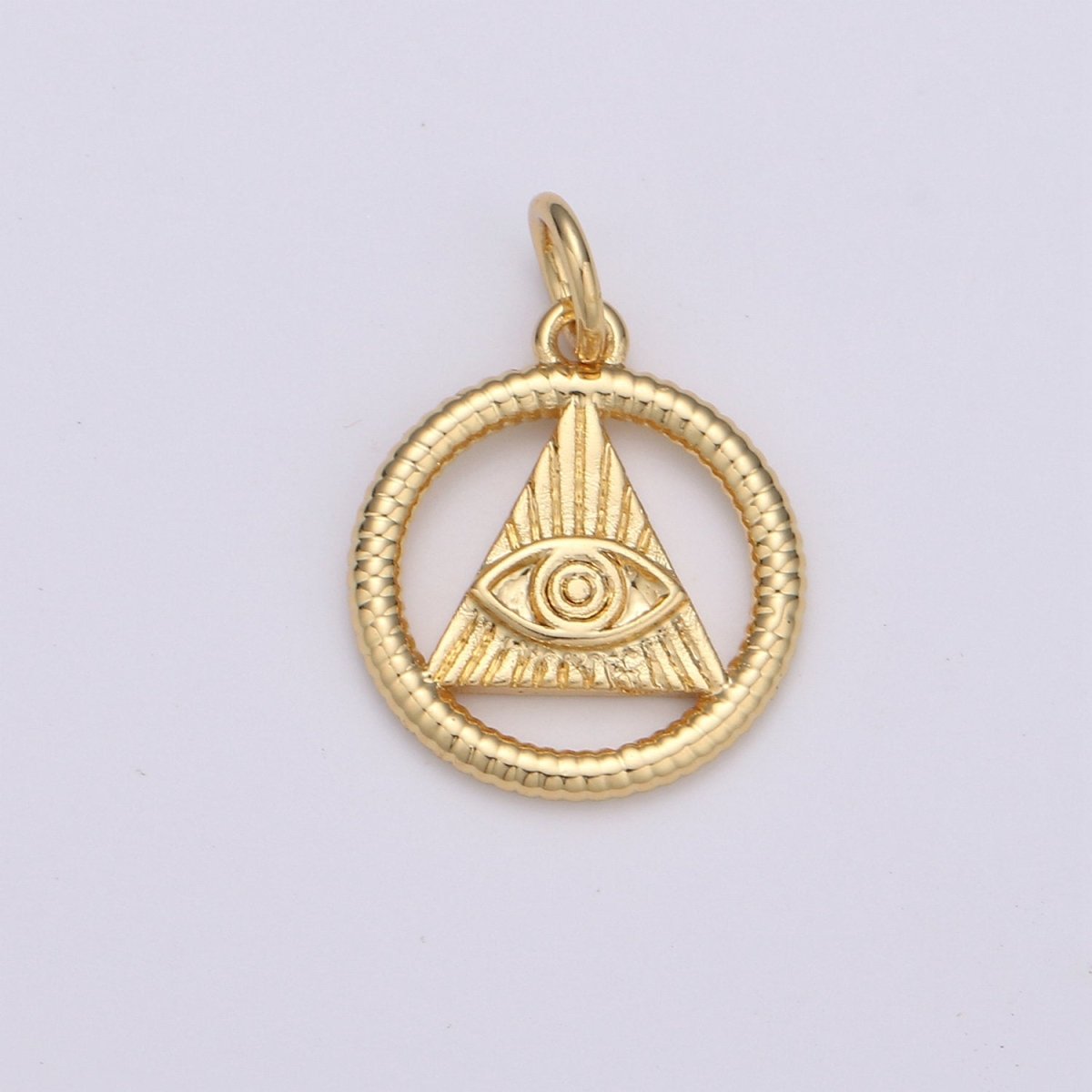 24k Gold and Silver Filled Evil eye Triangle Charm, Circle Evil Eye Charm, , Gold Evil Eye Charm D-540