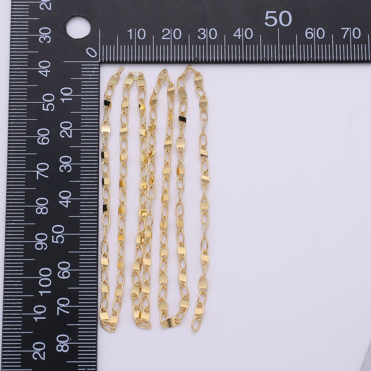 OS 24K Gold Filled Anchor MARINER Chain, 3mm Flat Shiny Link Bracelet, Anklet or Necklace, Jewelry for Men and Women Necklace Component, CABLE Chain | ROLL-158