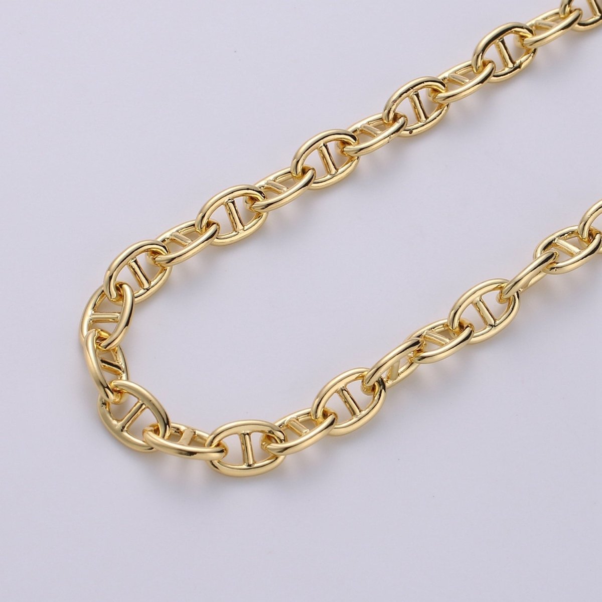 24K Gold filled Anchor Mariner Chain, 5x9mm Link Bracelet, Anklet or Necklace, Jewelry for Men and Women Necklace Component | ROLL-239
