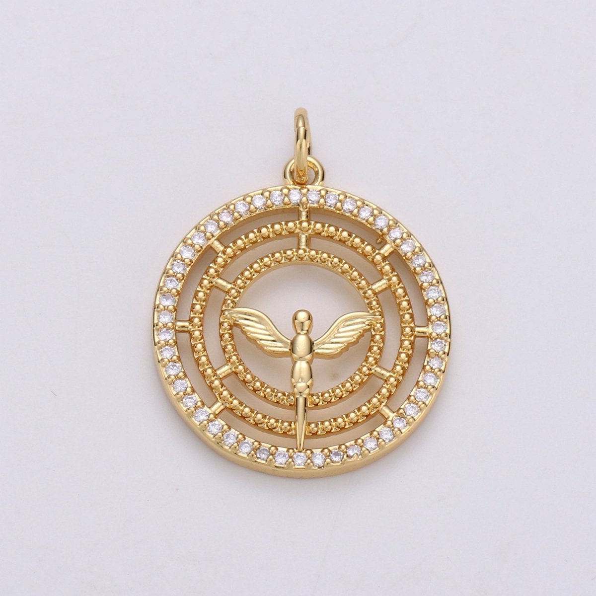 24k Gold Filled Angel Charm Micro Pave Cubic Angel Charm, Blessing Charms Angel Wings CZ Sparkle Gold Charm Dainty Minimalist Jewelry Supply D-641