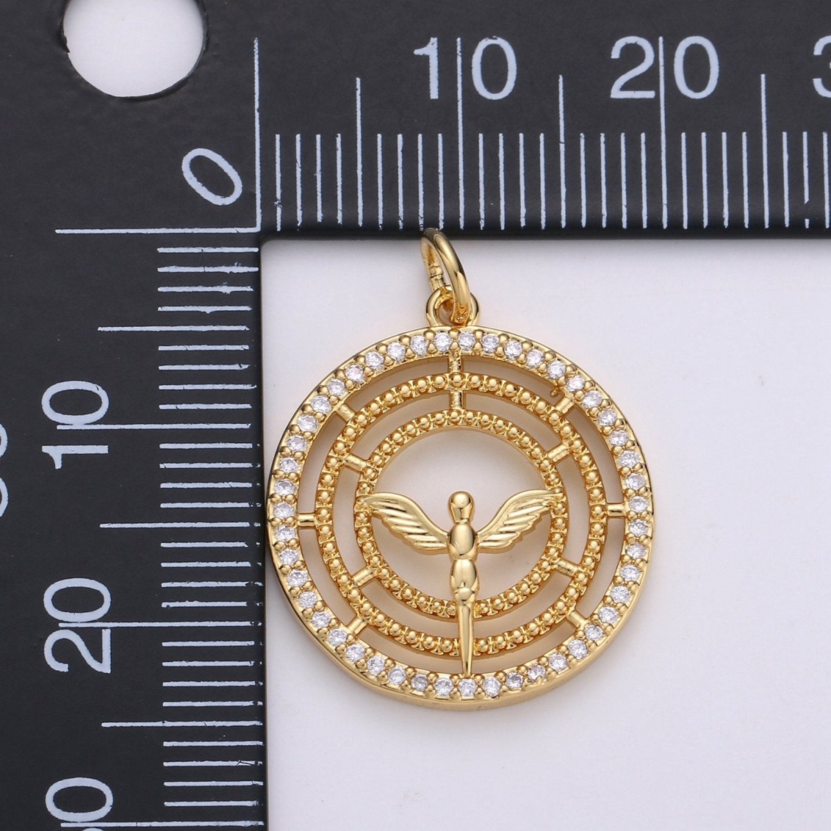 24k Gold Filled Angel Charm Micro Pave Cubic Angel Charm, Blessing Charms Angel Wings CZ Sparkle Gold Charm Dainty Minimalist Jewelry Supply D-641