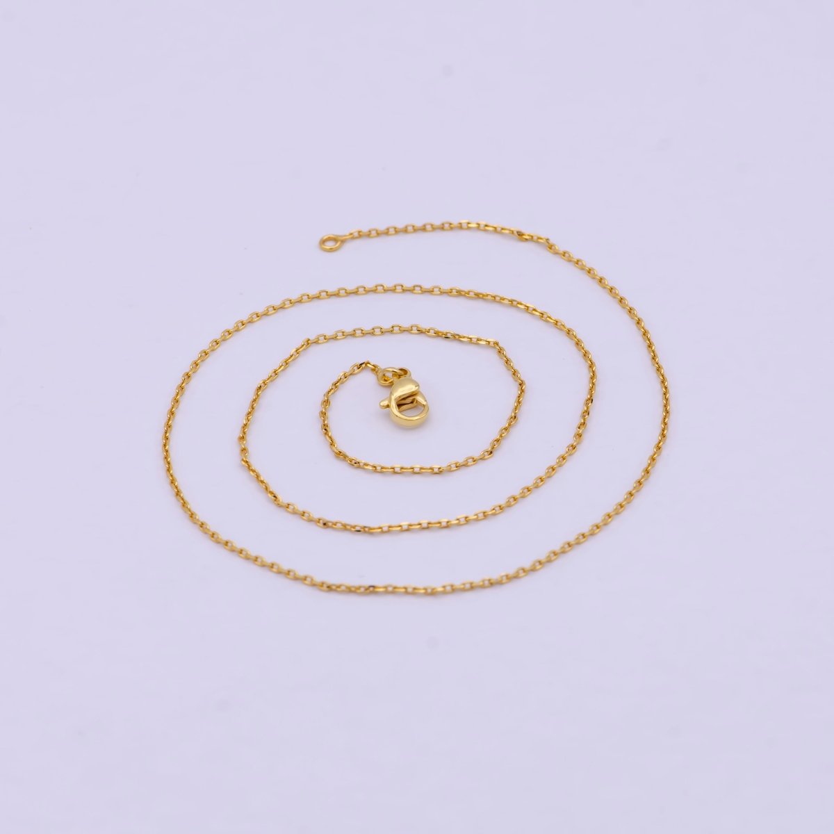 24K Gold Filled Chain Necklace, Dainty 0.9mm Cable Finished Chain, 17.5" Inch Layering Necklace | WA-615 Clearance Pricing