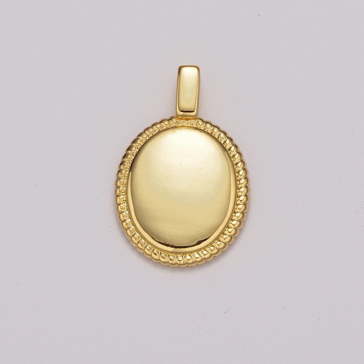 24k Gold Filled Classic Oval Pendant Charm for Necklace Minimalist Jewelry / N-1434