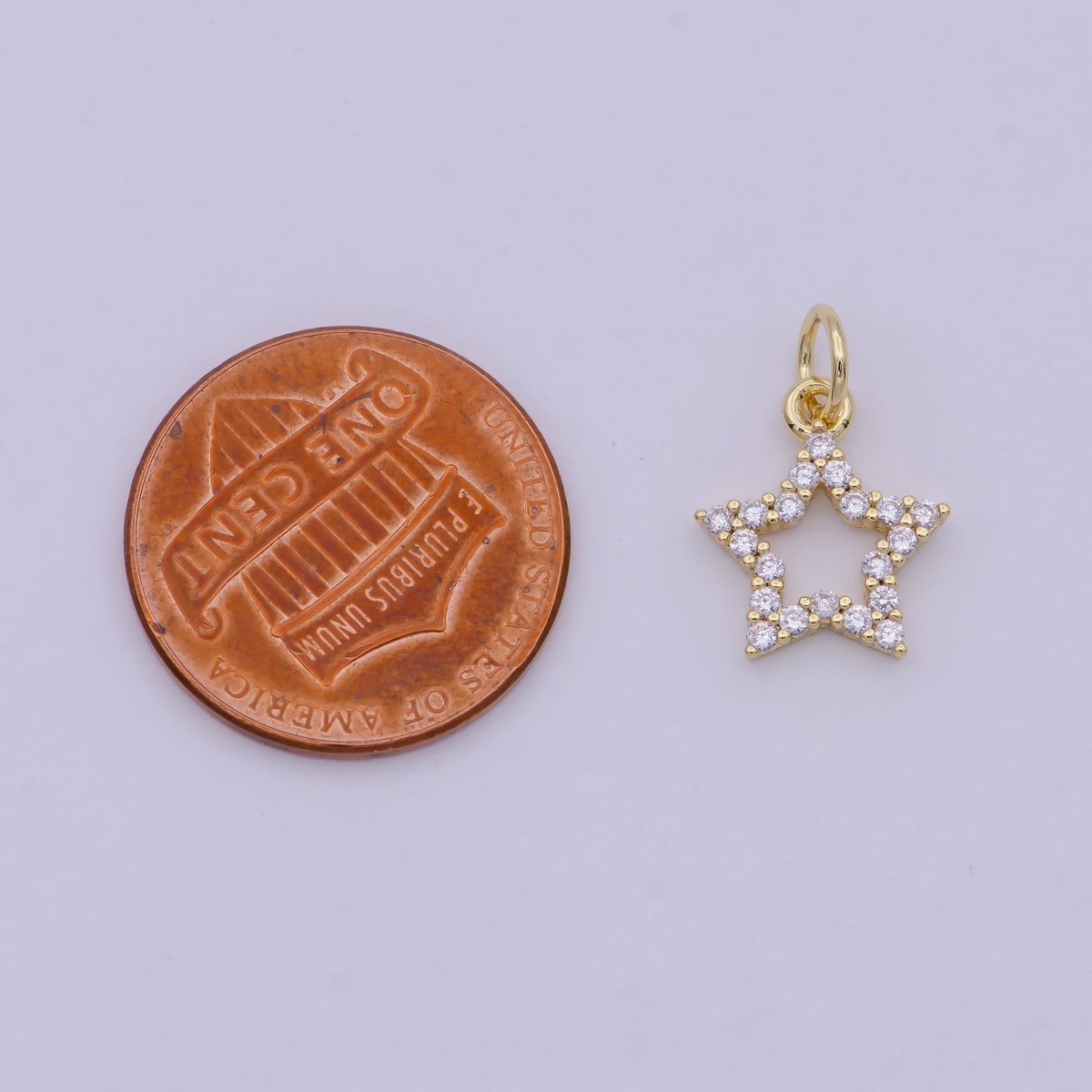 24K Gold Filled Clear Micro Paved CZ Celestial Star Open Charm N-243