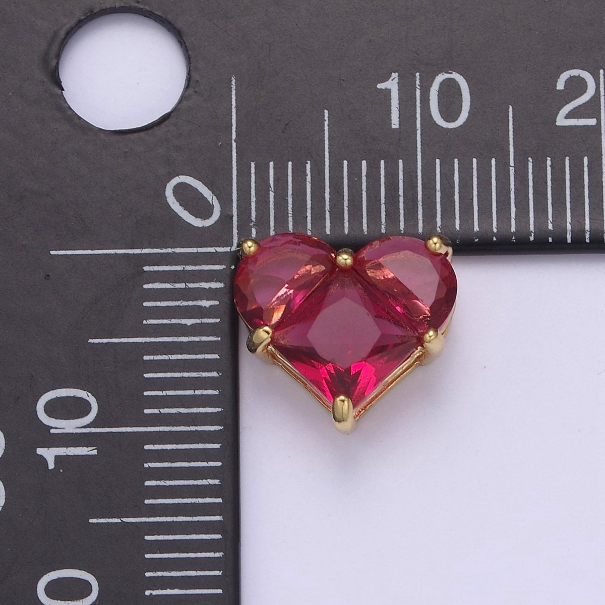 24K Gold Filled Colorful 10mm Cubic Zirconia Heart Love Spacer Beads | B-009 B-011 B-012 B-017 B-020 B-024 B-037 B-052
