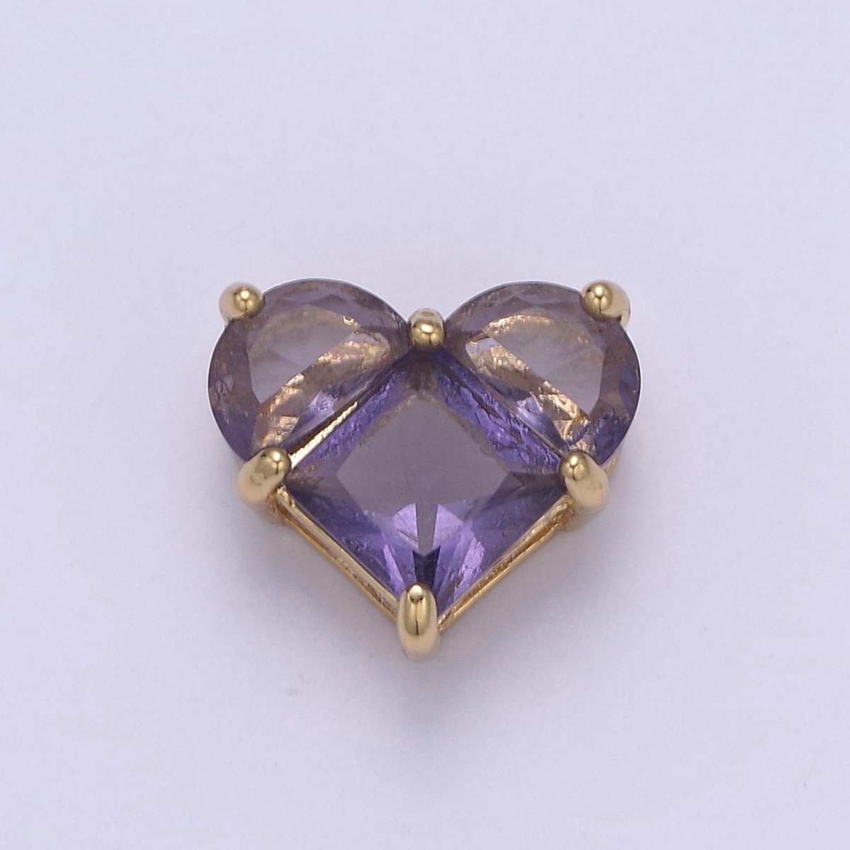 24K Gold Filled Colorful 10mm Cubic Zirconia Heart Love Spacer Beads | B-009 B-011 B-012 B-017 B-020 B-024 B-037 B-052