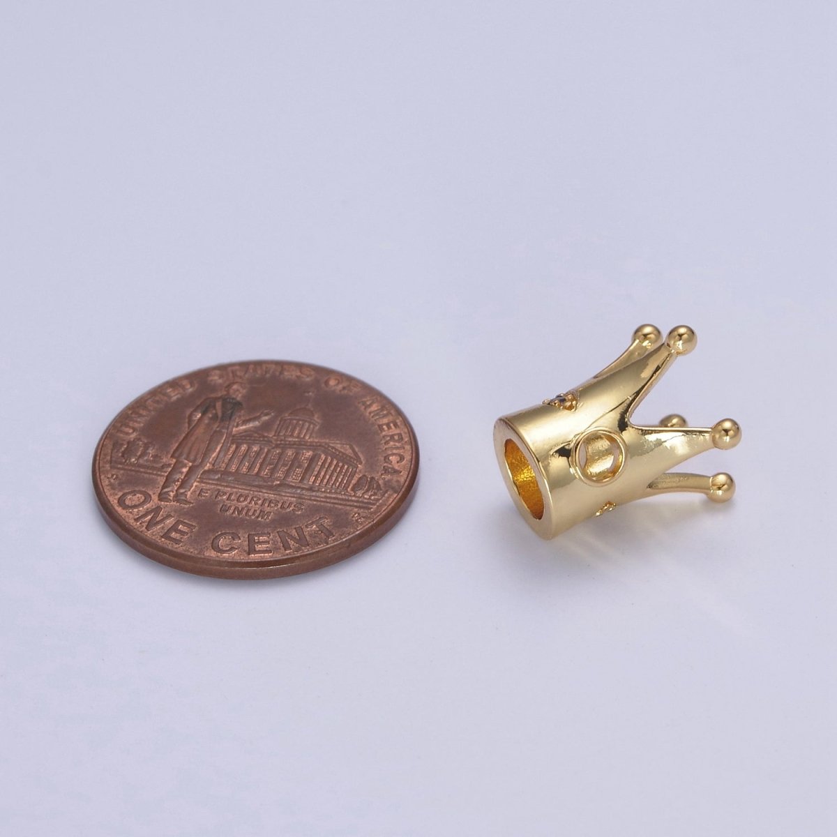 24K Gold Filled Crown Spacer Bead Bracelet Spacer Evil Eye CZ Beads-DIY Jewelry Making B-159