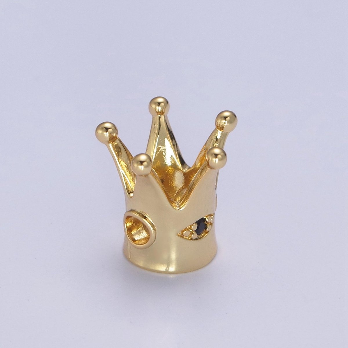 24K Gold Filled Crown Spacer Bead Bracelet Spacer Evil Eye CZ Beads-DIY Jewelry Making B-159