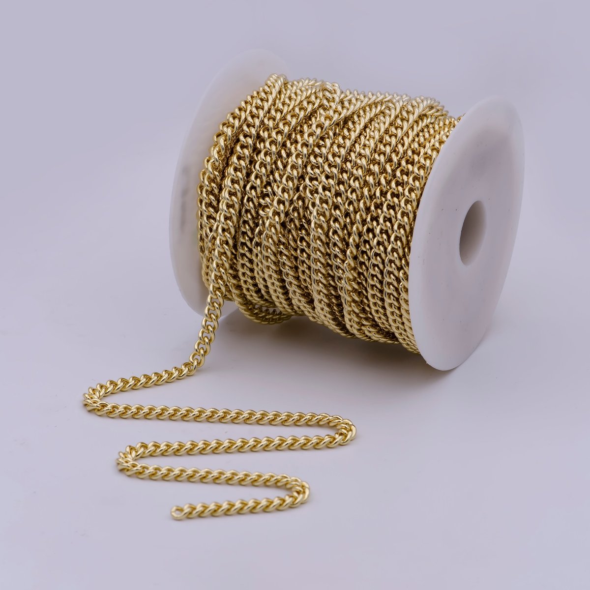 24K Gold Filled Cuban Curb Chain by Yard, 5.8mm Unfinished Roll Chain For Necklace Bracelet Anklet Component | ROLL-567