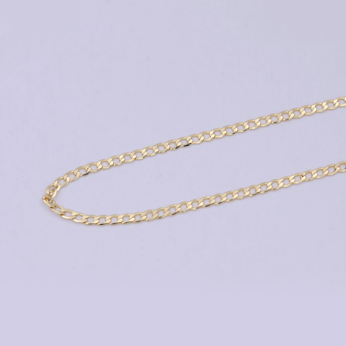 24K Gold Filled Cuban Link Curb Chain by Yard, Wholesale 2.3mm Width Flat Figaro Chain For Jewelry Making | ROLL-713