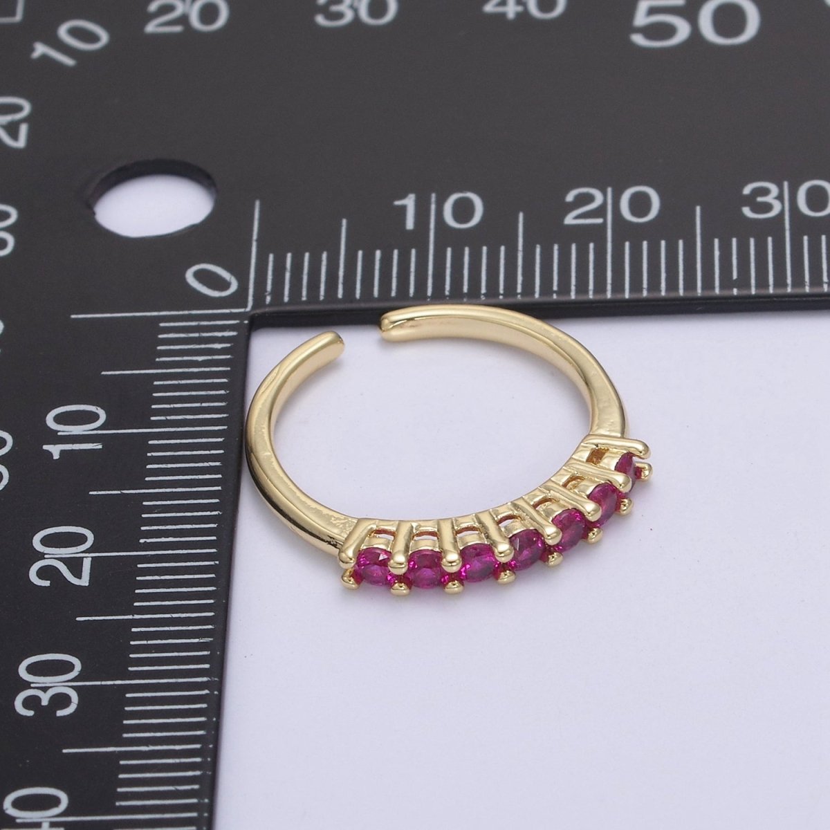 24k Gold Filled CZ Stone Ring - Dainty Ring - Fuschia Blue Green Clear Black Cubic Zirconia Ring - Minimalist Jewelry U-266