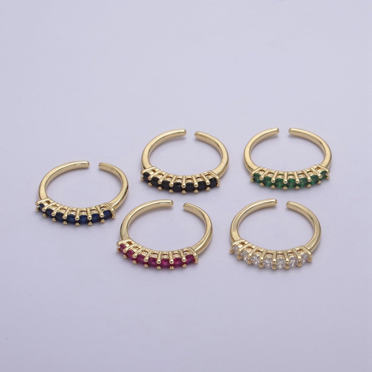 24k Gold Filled CZ Stone Ring - Dainty Ring - Fuschia Blue Green Clear Black Cubic Zirconia Ring - Minimalist Jewelry U-266