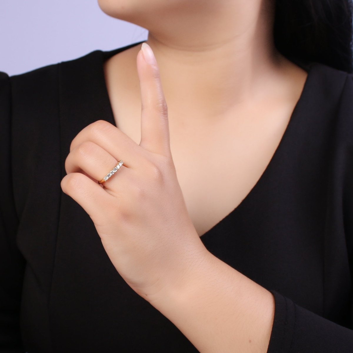 24k Gold Filled CZ Stone Ring - Dainty Ring - Fuschia Blue Green Clear Black Cubic Zirconia Ring - Minimalist Jewelry U-266