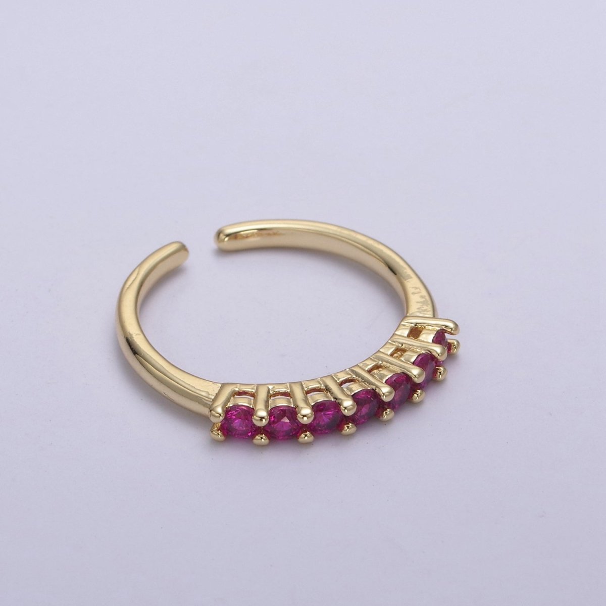 24k Gold Filled CZ Stone Ring - Dainty Ring - Fuschia Blue Green Clear Black Cubic Zirconia Ring - Minimalist Jewelry U-266